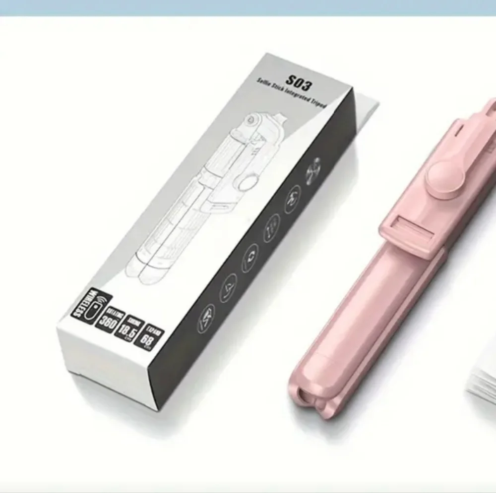 Battery-Powered Extendable Selfie Stick & Tripod with Remote PINK